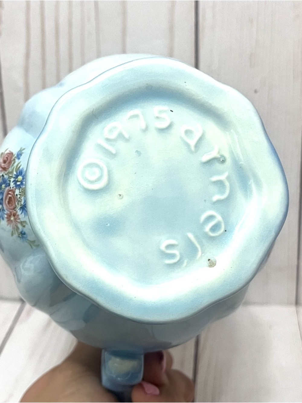 Arnels 1975 Blue Floral Pitcher & Basin Set Cottagecore Farmhouse Bathroom - Picture 12 of 16